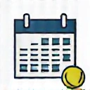 Icon of a calendar with a tennis ball, representing events