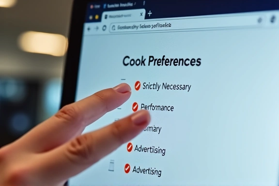 Illustration of a person managing cookie settings on a web browser