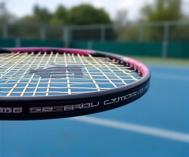 Close-up of a tennis racket head