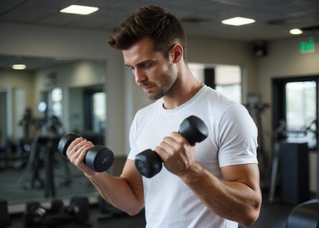 Tennis player doing shoulder press for upper body strength