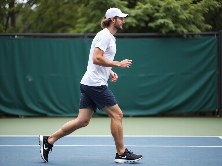 Illustration of a tennis player shuffling sideways on the court