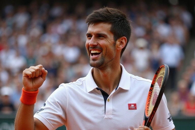 Novak Djokovic celebrating a Grand Slam victory