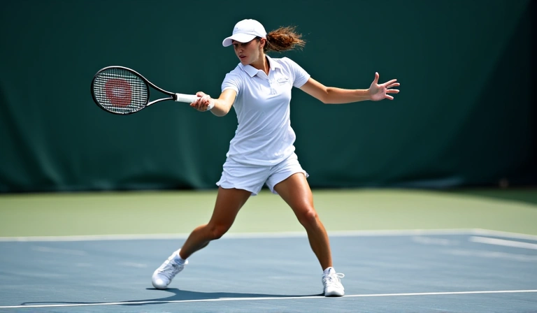 Tennis player executing a backhand stroke, focusing on technique