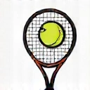 Tennis racket hitting a ball, representing strokes