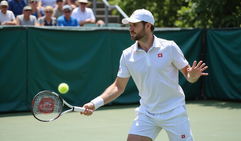 Tennis player engaged in a match, demonstrating good sportsmanship